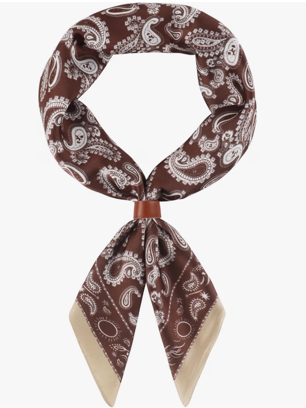 Brown Paisley Silk Neck Scarf